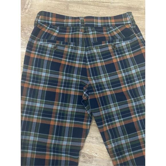 American Eagle Super Hi Rise Skinny Trouser Pants Blue Orange Plaid Women’s Sz 6 - Picture 5 of 7